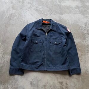 Vintage made in USA navy blue 2 pocket boxy fit military work jacket lined